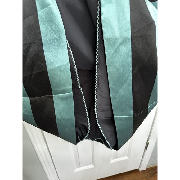LEIFSDOTTIR Anthropoligie Stripes Sequin Fit & Flare Black Teal Dress Size 4 - Picture 6 of 12